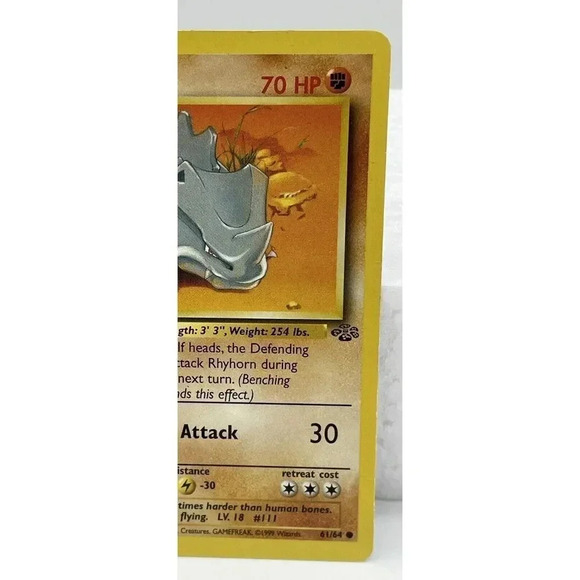 Unlimited‎ Jungle Rhyhorn 61/64 Pokemon Card Non Halo WOTC Vintage NM - Picture 3 of 6